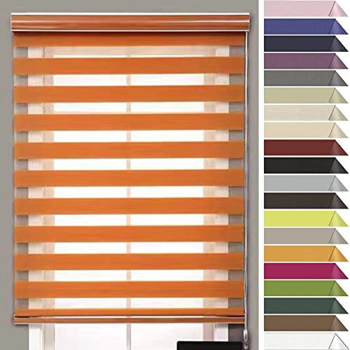 Day and Night Blinds 100x350cm Trimmable Insulated UV Protection Blackout Roller Window Blind Variety of Colours and Sizes Ideal for Bedrooms,Living Room,Bathroom, Orange