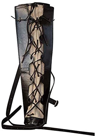 Mittelalterlicher Retro-Rückenköcher Verstellbarer PU-Leder-Pfeilhalter Vintage-Ritter-Krieger-Pfeilköcher mit großer Tasche, für Outdoor-Bogenschießen/Cosplay-Kostümzubehör, Lapp