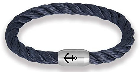 Das Original Anker Segeltau Armband The Legend Stabil Gedreht Mit Gravur Handmade Hochwertiger Magnetverschluss 8mm Durchmesser (Marine-Blau, 23.00)