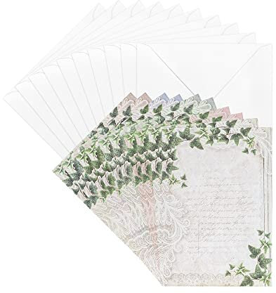 Ideen mit Herz Grußkarten-Set mit Umschlägen | 10 Motiv-Karten | blanko | bunt | neutral | Blumen-Designs | Din B6 (Efeu)