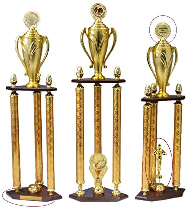 eberin · XL Säulenpokal Serie Ohio · Gold · personaliesierbar ·mit Wunschtext · auswählbarem Motiv-Emblem · Schraubfigur · Größe 95,5 cm