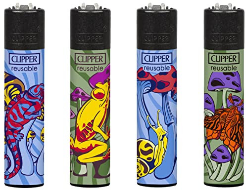 Clipper Feuerzeug 4er Set: (Mushroom Animals)