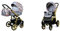 BabyLux Color Lux 2-in-1 Baby Kinderwagen Tief und Kinderwagen mit Zubehör Verstellbar und faltbar Aluminiumkonstruktion Wasserdichte Nicht abnehmbare Räder Albion Roses On Leopard Gold Frame
