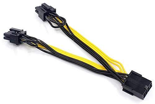 Josenidny EPS CPU 8 Pin 2-Port PCIe 8-Pin Dual PCI-E 6 + 2 Pin Y Splitter Miner GPU Graphics Card Power Supply Cable 18AWG 20 cm