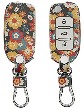 kwmobile Autoschlüssel Hülle kompatibel mit VW Skoda Seat 3-Tasten Autoschlüssel - Kunstleder Schutzhülle Schlüsselhülle Cover