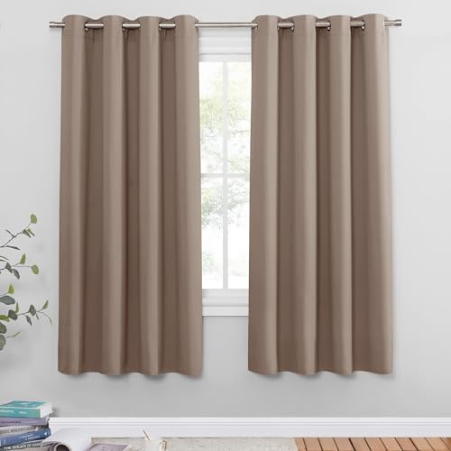 PONY DANCE Blackout Curtains for Bedroom, Putty, 2 Panels, 46 x 54 Inch