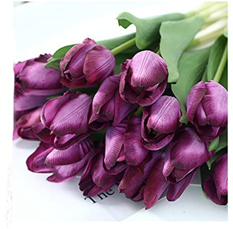 Yurosiay 10 Stück Künstliche Tulpen Wie Echt Gefälschte Tulpen Real Touch Tulpenstrauß Seiden Tulpen Einzelstiel Kunst Tulpe Deko Tulpen Wie Echt für Hochzeit Hause Party Büro