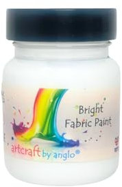 artcraft by anglo White Fabric Paint Permanent for Clothes. Textile Fabric Paints in 60ml. Ideal for Painting Clothes, T-shirts, Jeans, Bags & Canvas Shoes.