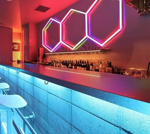 rivestiiltuogarage Illuminazione lampada led Nido D'ape RGB multicolor moderna Esagonale rombo Garage officina bar barber shop lounge bar hotel officina detailing salone (252x 98 cm)