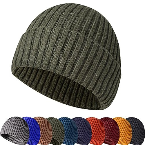 Baynetin Berretto Lavorato a Maglia Invernale Autunnale,Caldo Cappello Morbido con Morbida Fodera in Pile per Donne Uomini Beanie Hat Inverno Sport All'aperto (Verde Militare)