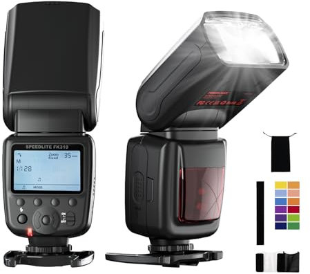 PHOTOOLEX LCD Flash Speedlite for Canon Nikon Sony Panasonic Olympus Fujifilm Pentax and Other DSLR Cameras and Digital Cameras Speedlight with Standard Hot Shoe for Studio Photography Photoshoot