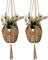 LINXIU Makramee Blumenampel 2er Set Blumenampeln zum Aufhängen Boho Deko Baumwollseil Hängeampel Blumentopf für Innen Wanddekoration (Braun)