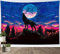 LB Wandteppich Schwarzer Wolf Wandtuch Wald auf Berg Wandbehang Vollmond am blauen Nachthimmel Tapisserie für Wohnzimmer Schlafzimmer Wohnheim Wanddeko,200x150cm