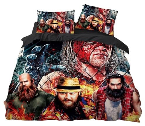SENTUBILA WWE World Bettwäsche-Set Für Kinder,bettbezug,echtes Wrestling-Schlafzimmer-RoRumble Bettdeckenbezug Für Kinder,Wrestling-Fan (A,155x220cm+80x80cm)