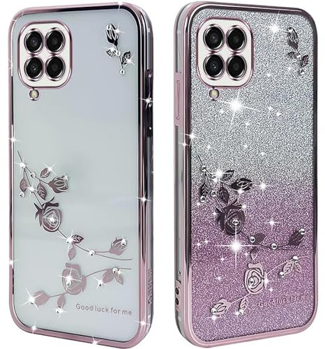 BAOJAY Compatibile per Huawei P40 Lite Silicone Case [Glitter Bling Cover Glitter Clear View,Custodia Trasparente Antiurto regali per ragazze e signoreo-rosa