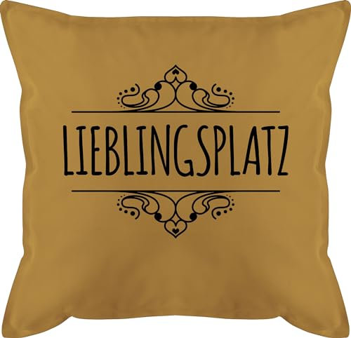 Kissen 50x50 - Statement - Lieblingsplatz Lieblingsort Geschenk Einzug Wohnzimmer - 50 x 50 cm - Gelb - outdoor statement-kissen statements mein männerkissen balkon mit bezug druck sofakissen