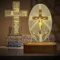Teliles Jésus Croix 3D Lampe en bois, Jésus Illusion Lampe avec blanc chaud, Chambre Home Decor, Noël Anniversaire Pâques Cadeaux