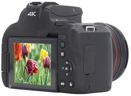 Digitalkamera für Fotografie, 4K 64MP Vlogging-Kamera, 12-Fach Anti-Shake-Zoom-Digitalkamera, 3in180 Flip-Screen, Kompakte Reisekamera für Wandern, Camping, Reisen