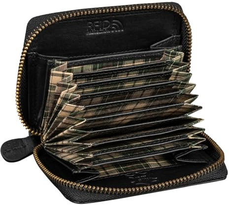 Benthill Porte-Cartes en Cuir véritable - Porte-Cartes pour Cartes de crédit - Cartes RFID Portefeuille avec Fermeture éclair, Color:Noir