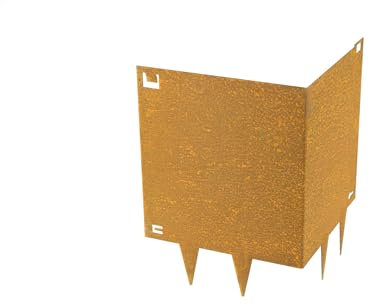 Wovar Cortenstahl Rasenkante Außenecke 40 cm hoch - Flexibel - Pro Stück- Beeteinfassung Cortenstahl - Beetumrandung - Beetbegrenzung - Rasenkante Metall