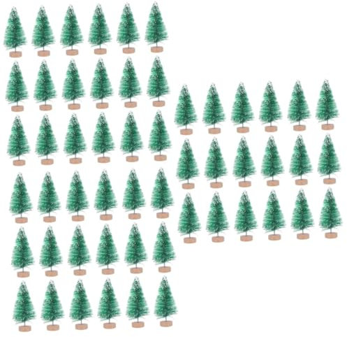 Cabilock 54 Piezas Adorno De Escritorio De Fiesta De Navidad Decoración De Mesa Mini Modelo De Árbol De Navidad Decoración Navideña Mini Pino Canadiense Nieve Miniatura De Madera Adornos