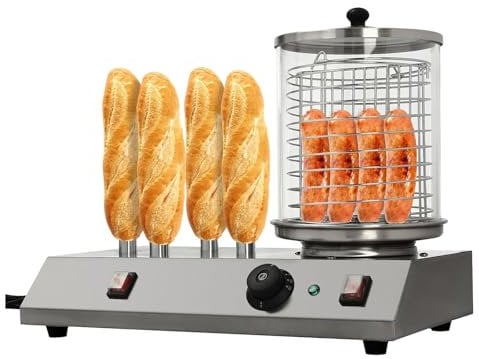 NVYAZJ 538W Commercial Hot-Dog Machine, Grilled Sausage Warming Machine with 4 Toaster Rods Glass Bucket Size 200 * 240mm, Hot Dog Steamer, Bun Warming Machine for Breakfast