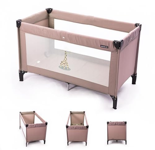 Zekiwa Kinder Reisebett [+ TRANSPORTTASCHE] XL 125 x 65 cm, für Babys und Kinder ab Geburt bis 15 kg, Reisebett Baby Leicht, Kompakt Faltbar + Faltboden - Farbe Coffee Gästebett und Babybett