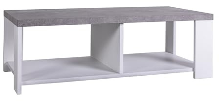 Composad | Tavolino da Salotto della Linea ADOR'A, Tavolino Soggiorno Moderno ed Elegante, Tavolino da caffè, (LxAxP) 120x40x60 cm, Grigio Cemento e Bianco, Made in Italy