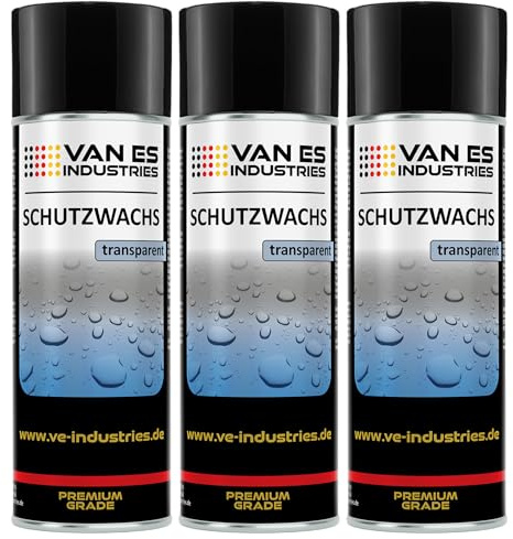 VE-INDUSTRIES Schutzwachs Spray Transparent 3x 400 ml – Sprühwachs für Unterbodenschutz, Korrosionsschutz, Hohlraumversiegelung, Konservierung UBS