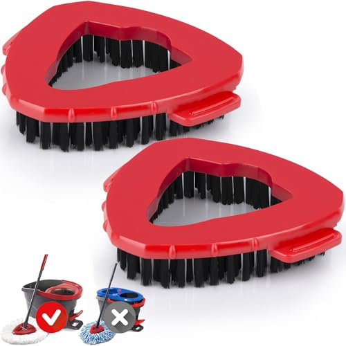 MXZONE Spin Mop Scrub Brush Head Compatible with Vileda EasyWring 1 Tank System, Shower Floor Scrubber Mop Head Replacement, Hard Bristle Cleaning Brush for Kitchen, Not Fit RinseClean, 2 Pack