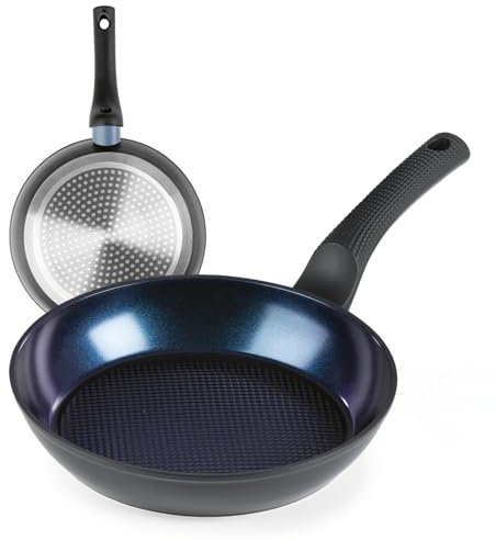 BRATmaxx Bratpfanne aus Aluminium geschmiedet, 24 cm | Induktion + alle Herdarten | Pfanne antihaftbeschichtet | Beschichtete Pfanne mit Pyramidenstruktur | Fettarm braten