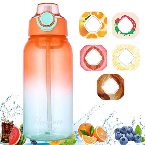Luft Wasserflasche 1000ml Sport Air Wasserflasche mit Pods BPA Frei Starterset 0 Zucker, Trinkflasche mit 5 Geschmack Pods zum Fitness (C)