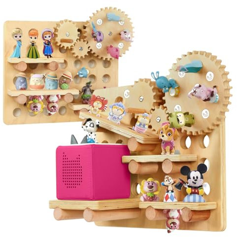Agekub Tonie Regal 2er Set für Tonies und Toniebox Magnetisches Holz Schweben Montessori Tonie Regal für 75 Tonie Figuren und Box für Mädchen und Jungen Kreative Wandbehang Montiert Aufbewahrung