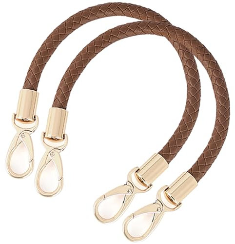 WANYI 2 Stück 40cm Taschenhenkel Leder Taschengurte zum Wechseln DIY Taschengriffe Schultergurt Taschenriemen Ersatzhenkel für Taschen Handtasche Geldbörse mit 2 Gold Karabinerhaken (Kaffee)