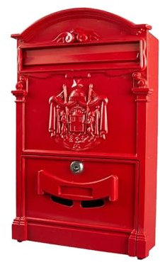 TentHome Heavy Duty Wall Mount Mailboxes,Vintage Decorative Cast Iron Letter Box for Home Office Indoor Outdoor Entryway Gate Decoration (Red)