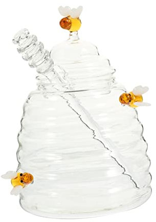 FUNOMOCYA Glas Honigtopf Transparent Honigbehälter Haushalts Siruptopf Mit Löffel Für Lebensmittel Aufbewahrung Vorratsglas