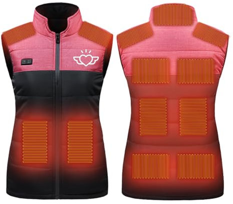 Vests for Men UK Clearance Heated Gilet Women Heart Printed Body Warmer Heated Vest Electric Rechargeable Thermal Waistcoat for Outdoor Camping Riding Hiking Activities