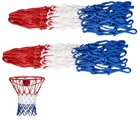 DLPRK 2 Stück Basketball Netz wetterfest Polyester Ersatznetz für Innen- und Außenmontage (Standard Größe, 12 schlaufen) (3 Farbig)