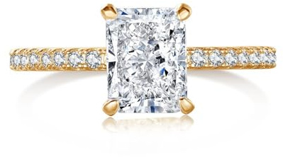 Lllunimon 2CT Verlobungsring für Frauen High Carbon Diamant Rechteck Hochzeit Band 8A CZ Versprechen Jahrestag Ring für Weihnachten Geburtstag Neujahr Valentinstag,Gold,Size6