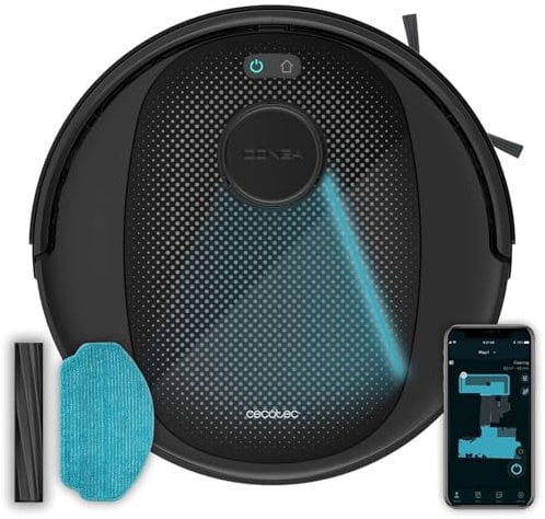 Cecotec Staubsauger- und Wischroboter mit Lasernavigation Conga 7690 Immortal MAX. Saugleistung 5000 Pa, 220 Minuten Laufzeit, Zentrale Silikonbürste für Haustiere, Wischmopp, App