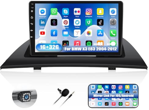 CAMECHO Android 13 Autoradio 2Din für BMW X3 E83 2004-2012 mit Mirror Link, 9 Zoll Bildschirm Auto Touch Radio mit Bluetooth GPS WiFi FM/RDS Radio USB SWC + AHD Rückfahrkamera&MIC