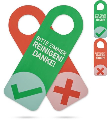 Türhänger Bitte nicht stören! Bitte Zimmer reinigen! Danke!, 2 Stück, 28 x 10 cm, dickes 350g/m² Papier, Türschild für Büro, Praxis, Hotel, Meeting, Zimmerschild Papierhänger Klinke, Griff, Knauf