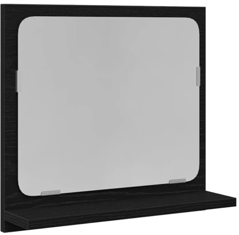 vidaXL Badspiegel Schwarz Eichen-Optik 40x10,5x37 cm Holzwerkstoff, Badezimmerspiegel, Wandspiegel, Wandspiegel Badezimmer, Kosmetikspiegel