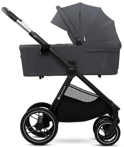 Kinderkraft NEA 2 Kinderkraft buggy von Geburt bis 22 kg, Zusammenklappen mit einer Hand, Liegeposition, großes Verdeck, alle 4 Räder gedämpft, extrem leicht, UPF50+, Korb bis zu 5 kg, Dunkelgrau