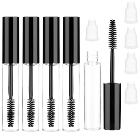 Yuannee Leere Mascara Flasche mit Wimpern Zauberstab,5 PCS Nachfüllbare Flasche Leer Röhren Cremebehälter Lipgloss Eyeliner für Verlängerung der Wimpern DIY Wimperncreme Mascara (10 ML Schwarz)