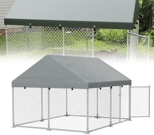 UISEBRT Hundezwinger Hundehütte Outdoor Hundehaus 250x200x165 cm UV- & Wasserdicht Hundekäfig mit Dach aus 420D Oxford-Gewebe Welpenlaufstall Verschließbares Riegelsystem und Sicheres Design