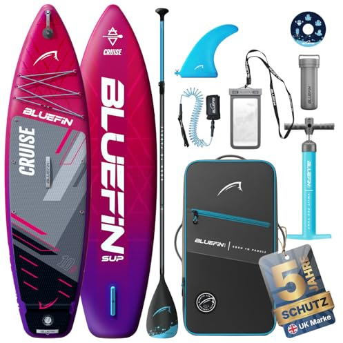 Tavola gonfiabile da Paddle Bluefin Cruise 10'8 Rossa | Pacchetto SUP completo di accessori | Deckpad antiscivolo e leggero | Tavola da paddle SUP multiuso da 6' | Tavola da stand up paddle per tutti