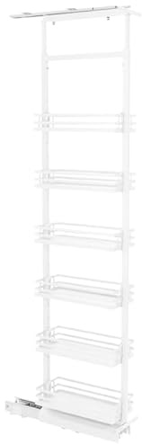 AMIX Cargo Auszug Schrank 40 cm, 6 Ablagen, Soft-Close, höhenverstellbar 185–220 cm, Weiß, Frontauszug, Vorratssystem Küche