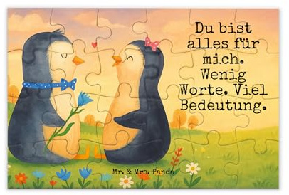 Mr. & Mrs. Panda Puzzle Pinguin Pärchen Design 24 Teile - Geschenk, 1000, Große Liebe, Hochzeitstag, 1500, Hochzeit, 300, 500, Puzzlespiel