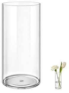 MELEJIA Vasi in Acrilico Rotondo Trasparente, Vaso Indistruttibile Leggero - Diametro 10cm x Altezza 25cm, Vasi Trasparente Resistente per Fiori Freschi/Finti, Decorazione Interna/Esternea